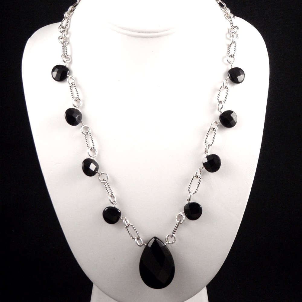 Onyx and sterling silver necklace